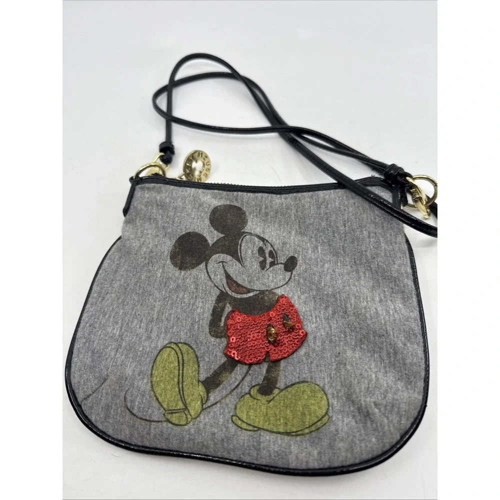 Disney Parks Mickey Mouse‎ Small Crossbody Bag Gray Red Sequin Removeable Strap